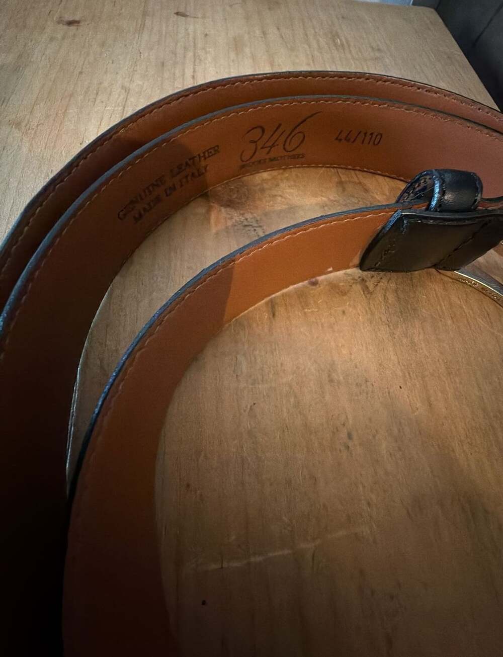 Brooks Brothers 346 Leather Belt Size 44/110 Black Brown Made In Italy